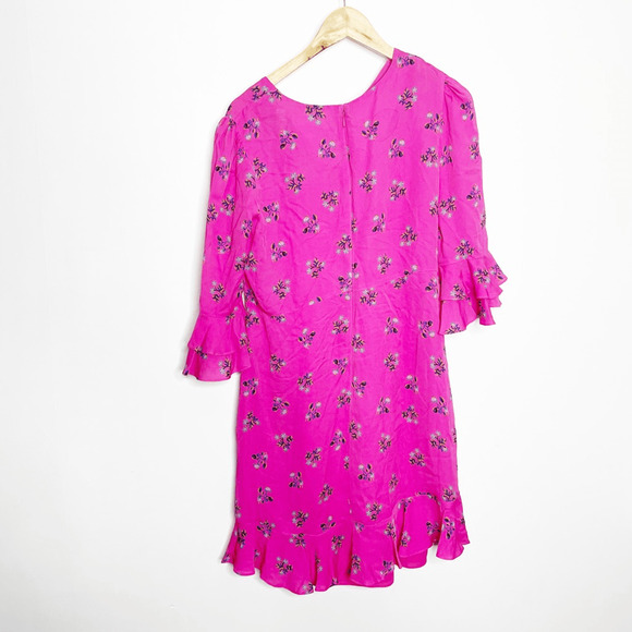 DIANE VON FURSTENBERG DVF Ruffle Cuff Dress in Floating Lily Ranunculus womens M - Picture 6 of 8